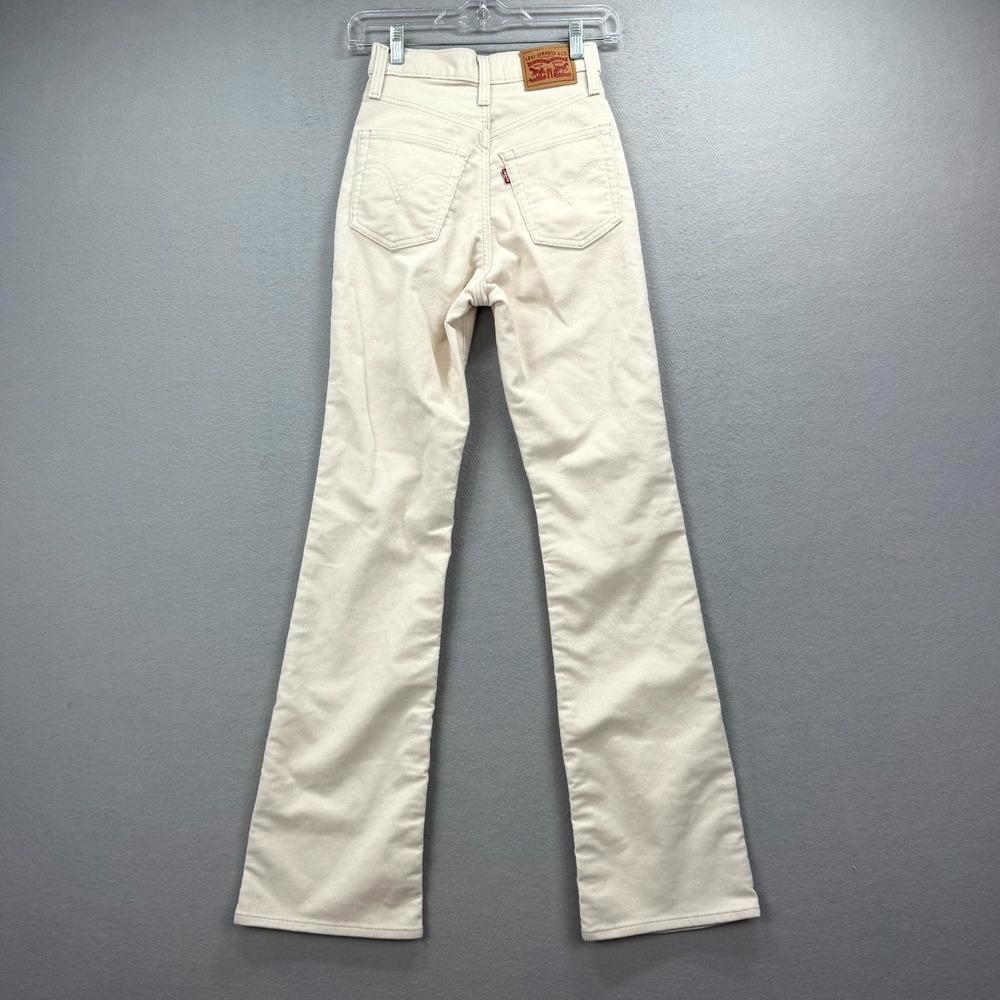 Levi's Ribcage Bootcut Pants Womens 25 Beige Corduroy Stretch Cords Button Fly - Picture 4 of 15